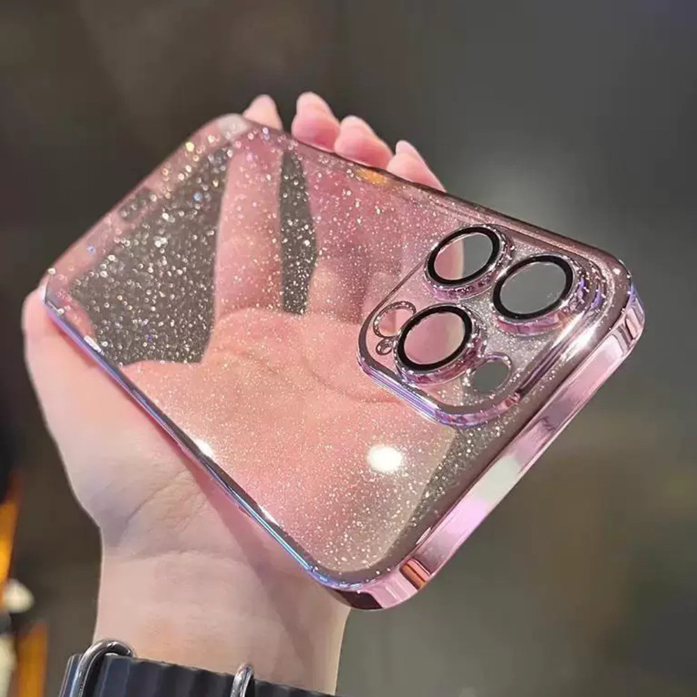 เคสโทรศัพท์มือถือ PC ชุบไฟฟ้า แบบบางพิเศษ กันกระแทก สีชมพู สําหรับ iPhone 15 Pro Max 14 15 Pro Max Plus 14 13 12 11 Pro Max