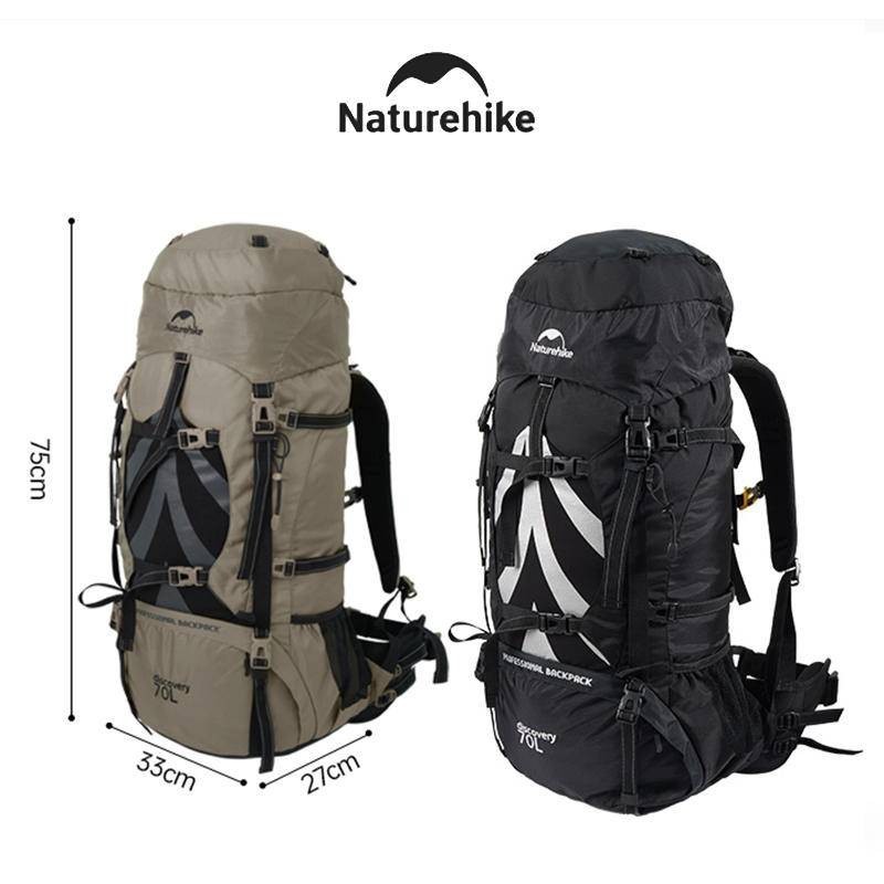 Naturehike 70L กระเป๋าเป้สะพายหลังความจุสูง สำหรับเดินป่าและแคมป์ปิ้งกลางแจ้ง กันฝนในตัว