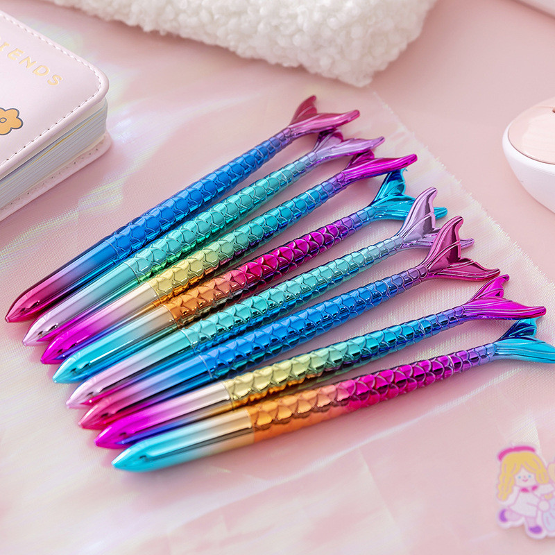 5 ชิ ้ น 0.5 มม.เข ็ ม Nib นางเงือกสไตล ์ เจลปากกาโรงเรียนสํานักงานสร ้ างสรรค ์ หมึกสีดําปากกาลายเซ ็ น