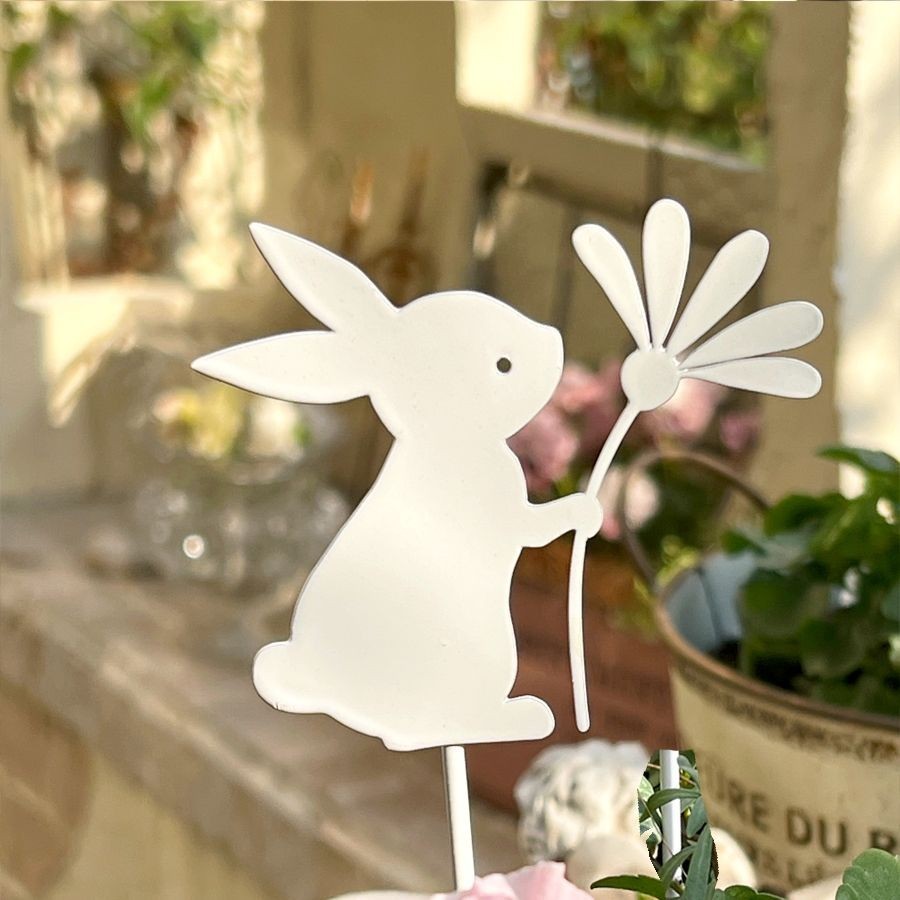 Iron Art Silhouette น่ารักกระต่ายกระถางดอกไม้ดอกไม้ใส่กลางแจ้ง Garden Courtyard Garden Terrace ระเบียงกระถางดอกไม้เรือตกแต่งภูมิทัศน์หม้อ Plug-In เครื่องประดับ – โปรปัง
