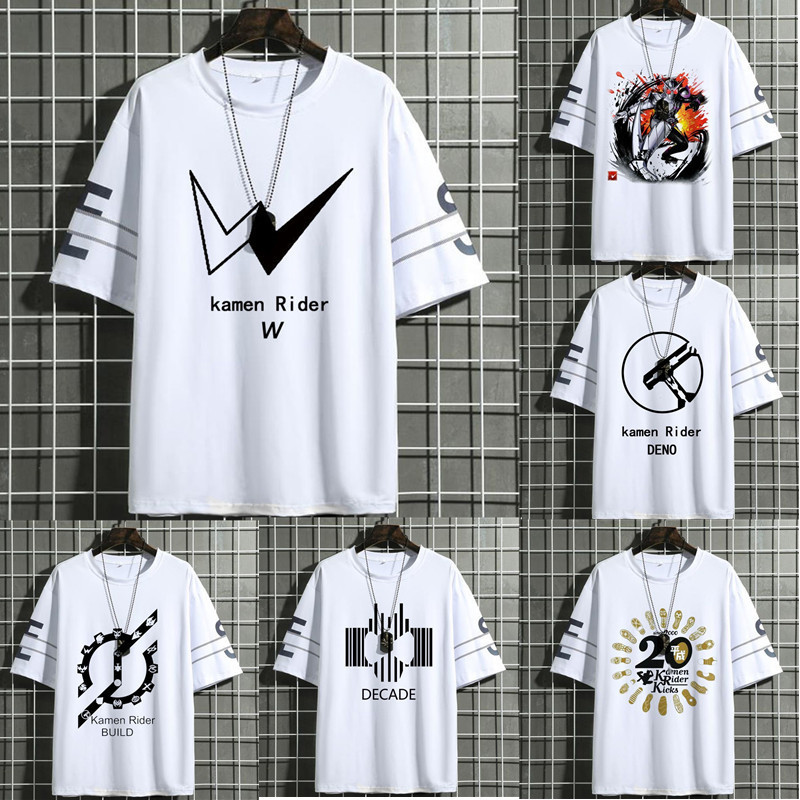 Kamen Rider Masked Rider W Decade Evolvo Zi-O คอสเพลย์เครื่องแต่งกายผู้ใหญ่ผู้ชายผู้หญิง Plus ขนาดเสื้อยืดแขนสั้นเสื้อด้านบน (ไม่รวมสร้อยคอ)
