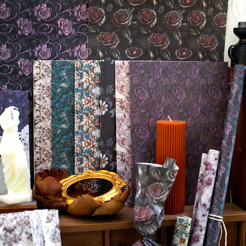 Journal Go 10 ชิ้น/ล็อต Vintage ดอกไม้ Collage Junk Journal พื้นหลังกระดาษขนาดใหญ่ดอกไม้ Scrapbookin