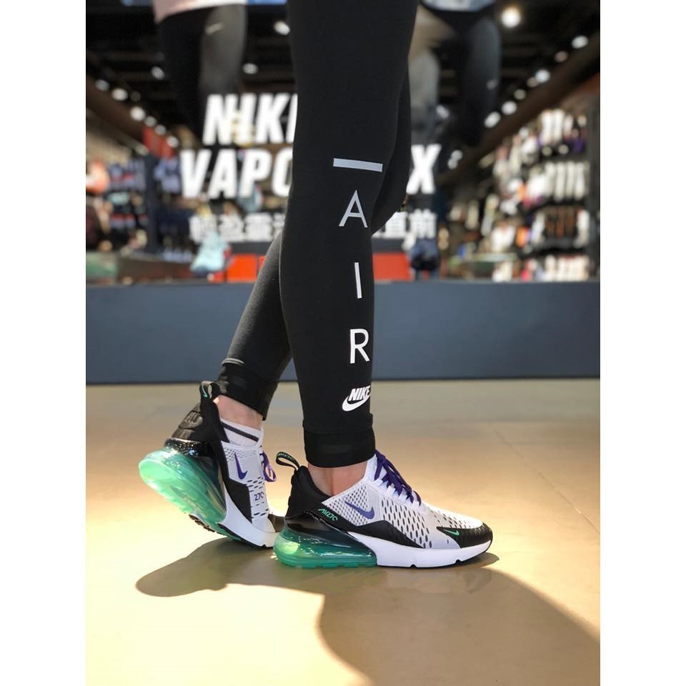 คุณภาพสูง Nike Air Max 270 สีขาวสีเขียวสีดําสีม ่ วง Air Cushion ตาข ่ าย Breathable Jogging รองเท ้ าผู ้ หญิงรองเท ้ า AH6789-103