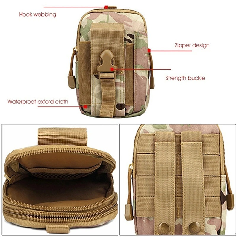 Tactical Belt Waist bag ผู้ชายกระเป๋านุ่มยุทธวิธีเข็มขัดเอวถุงเล็กทหารเอวกระเป๋าวิ่งกระเป๋าตั้งแคมป์เดินทางนุ่มกลับ