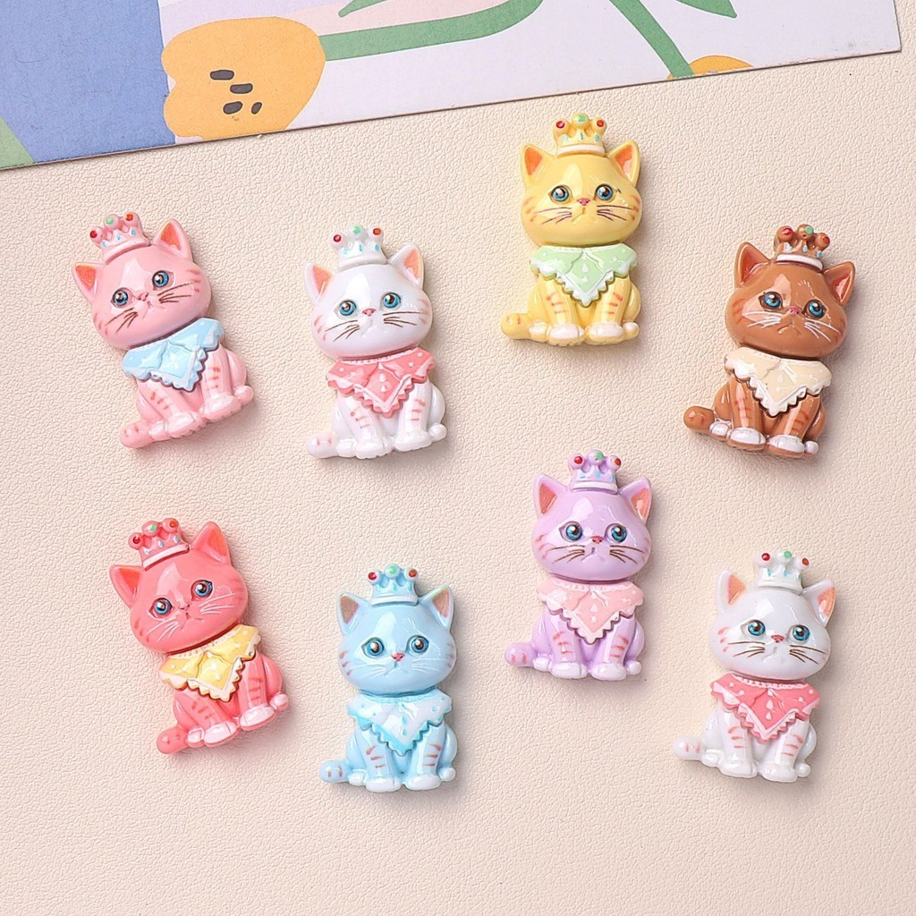 [4 @] เครื่องประดับเรซิ่น ลายการ์ตูนแมว หลากสีสัน สําหรับทําเครื่องประดับ แฮนด์เมด diy