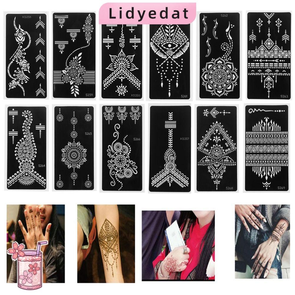 Lidyedat165 สติ๊กเกอร์แม่แบบเฮนน่าแฟชั่น Mehndi แต่งหน้าสไตล์อินเดีย DIY Body Art