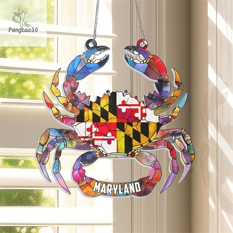 [Eao] Maryland Crab Charms Maryland Flag อะคริลิคแขวนป้าย MD Crab Wall Art Decor ความแปลกใหม่ Maryla