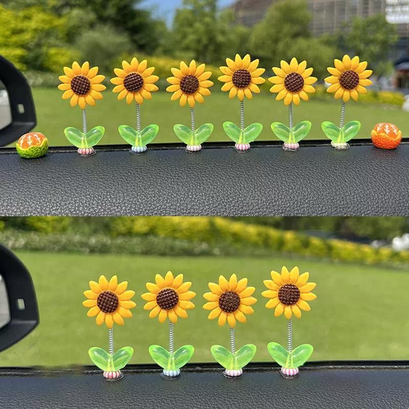 5ชิ้นดอกทานตะวันรถแดชบอร์ดรถจักรยานยนต์,ตกแต่งคอมพิวเตอร์สั่นดวงอาทิตย์ดอกไม้ หัวกลม ตกแต่งรถสําหรับผู้หญิง,สําหรับสาวน่ารักรถภายในโต๊ะเครื่องประ - รูปที่ 7