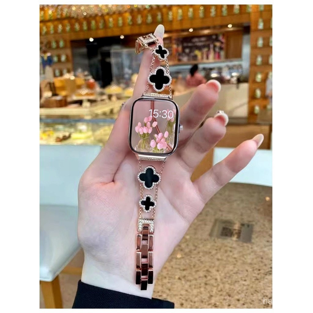 สายนาฬิกาโลหะสำหรับ Redmi Watch 5 สายเพชรหรูหรา สายนาฬิกา Redmi Watch 4 ออกแบบ สาย Redmi Watch 5 Lite สายโคลเวอร์หรูหรา สาย Redmi Watch 3 สำหรับ Redmi Watch 5 - รูปที่ 3