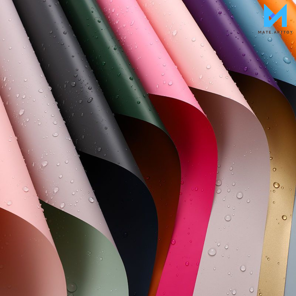 กระดาษทูโทน-กระดาษห่อช่อดอกไม้ 20 แผ่น ทูโทนสีทอง สไตล์เกาหลี (พร้อมส่ง) วัสดุกันน้ำ ใช้ได้กับดอกไม้สดและดอกไม้ประดิษฐ์