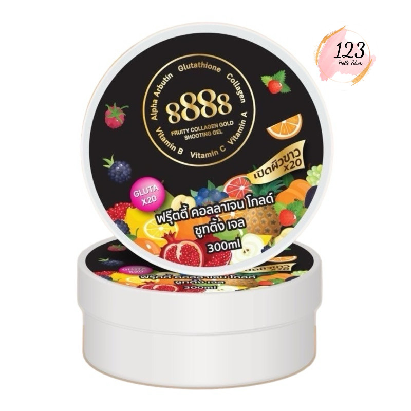🔺 8888 Fruity Collagen Gold Shooting Gel 300ml ฟรุ๊ตตี้ คอลลาเจน โกลด์ ชูทติ้ง เจล ✨