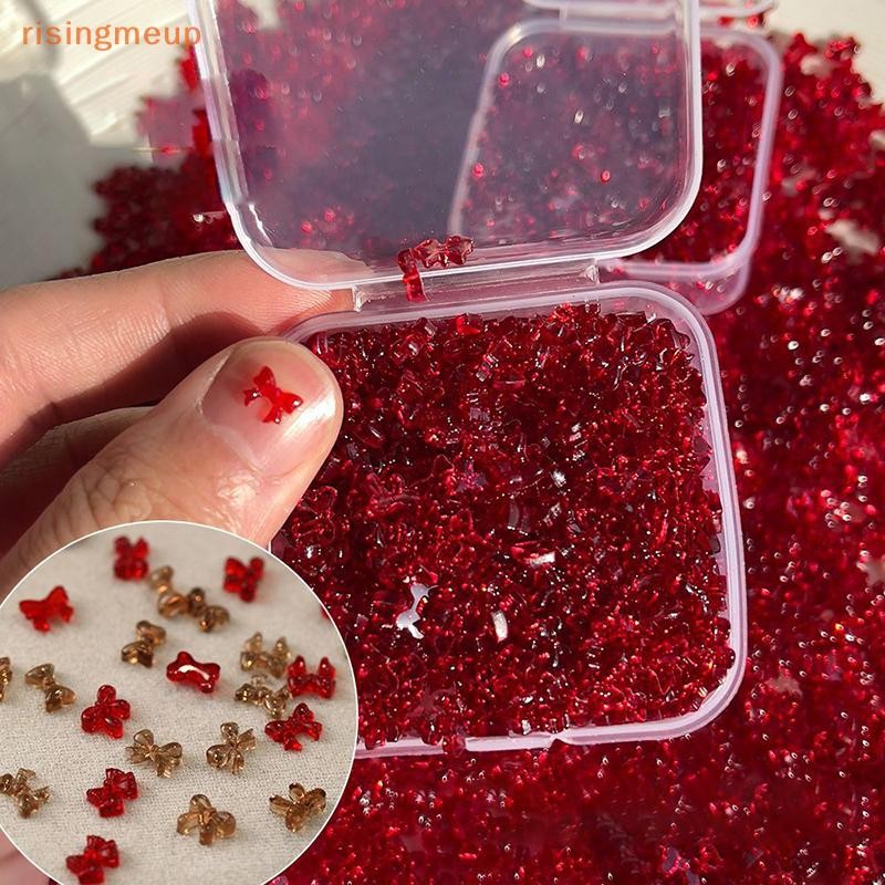 [risingmeup] 50 ชิ้นริบบิ้นเรซิ่นโบว์เล็บ Charms Bowknot 3D Rhinestone สําหรับ DIY เกาหลีตกแต่งเล็บ