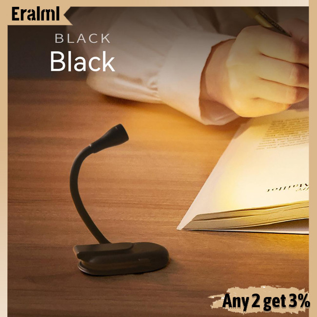 Eralml โคมไฟตั้งโต๊ะ Led 3w แบบคลิปหนีบ ชาร์จ Usb หรี่แสงได้ 3 สี สําหรับนักเรียน