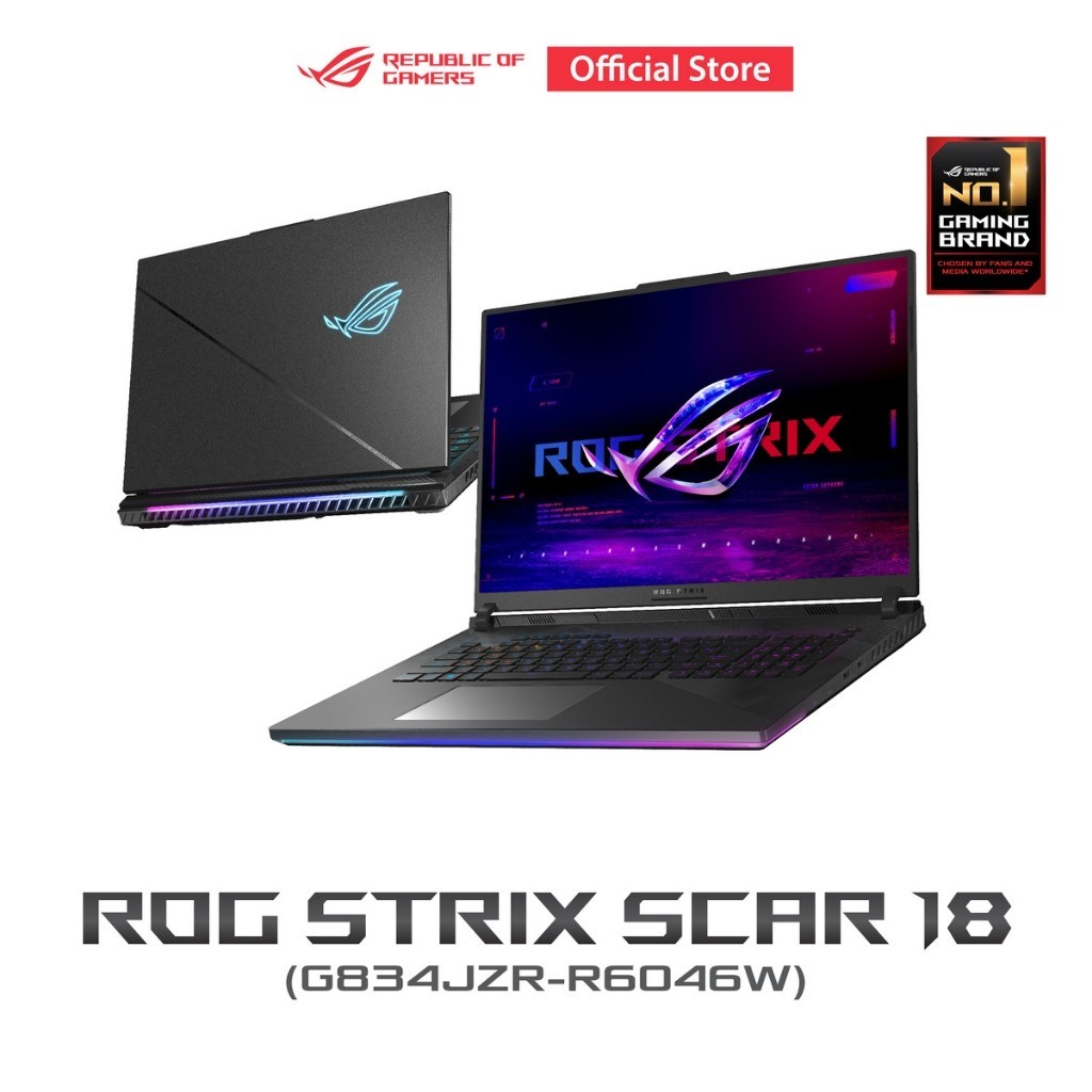 ASUS ROG Strix Scar 18 2024 (G834JZR-R6046W), gaming laptop, 18" 2.5K Mini LED, 240Hz, i9-14900HX, RTX4080 12GB GDDR6, 32GB (16GBx2) DDR5-5600, 1TB SS, Windows 11 Home