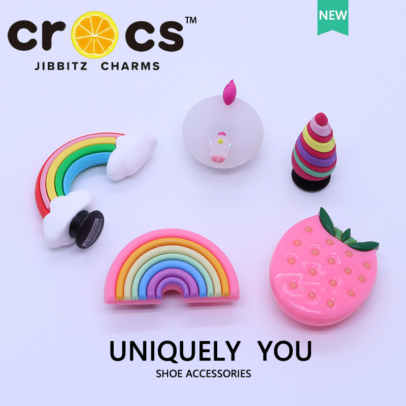 JIBBITZ cross charms ตัวติดรองเท้า ยูนิคอร์น3Dสีรุ้ง ตัวติดรองเท้า cross