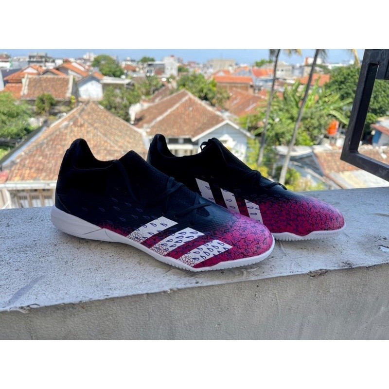 Adidas Futsal Kasut Bola Sepak Predator Freak 20.3 Low Pink Core Black Indoor Football Shoes Men's B