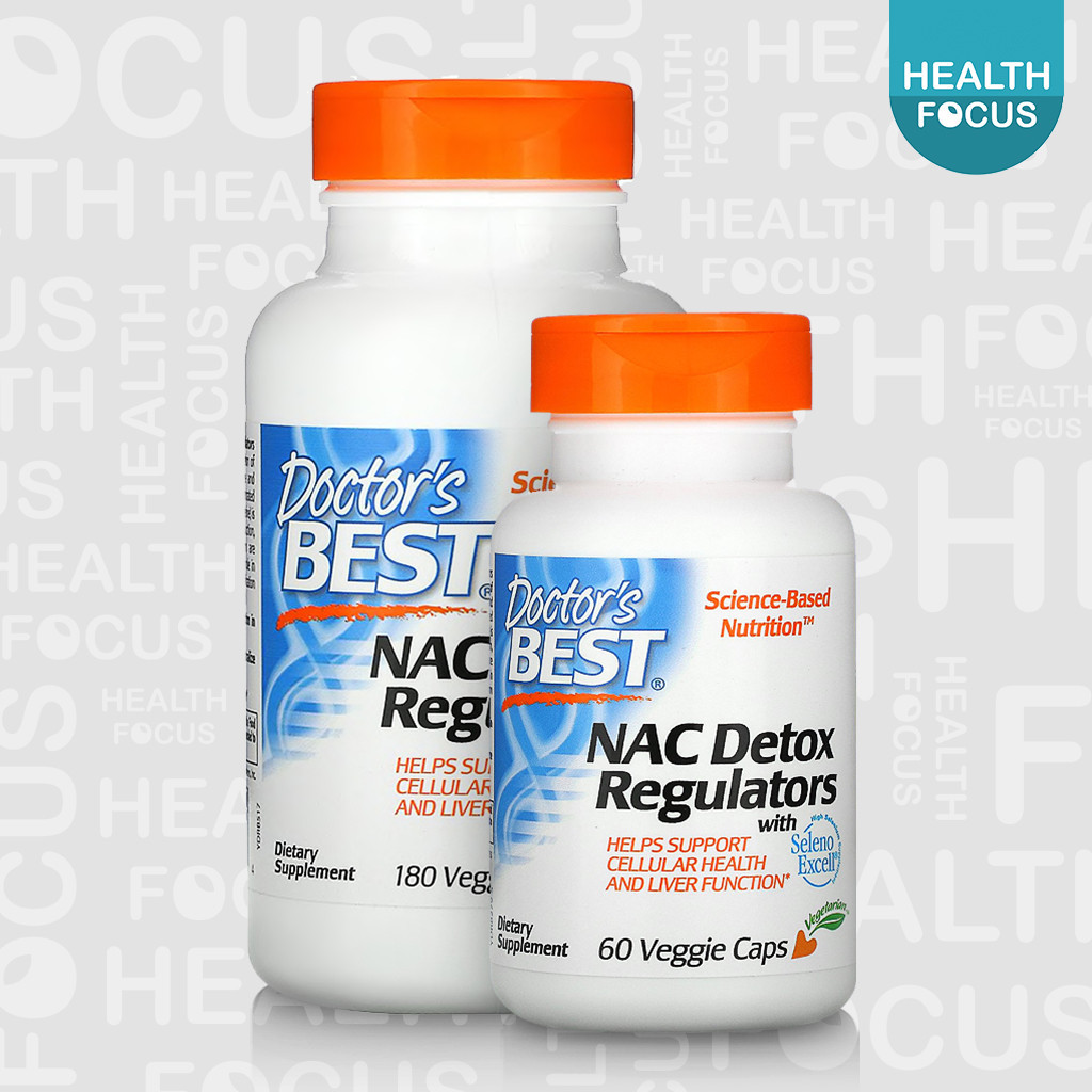 [พร้อมส่ง] Doctor's Best NAC Detox Regulators 600 mg ดอกเตอร์เบส N-Acetyl Cysteine + Selenium แนค [HealthFocus]