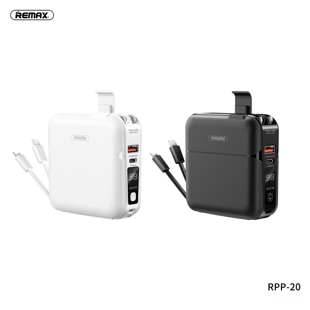 REMAX RPP-20 แบตเตอรี่สำรอง ความจุแบตเตอรี่ 15000mAh ชาร์จเร็ว มาพร้อมสายชาร์จจอแสดงดิจิตอล LED