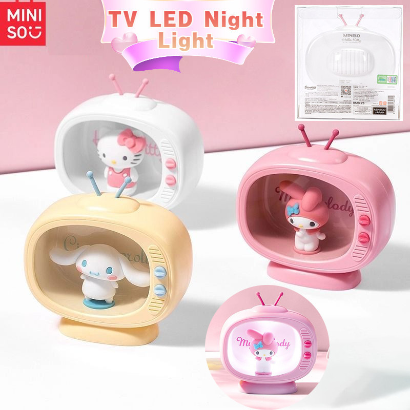 【TV Led ไฟกลางคืน】MINISO Sanrio Hello Kitty Melody ฟิกเกอร์แอกชัน การ์ตูนน่ารัก ชินนาม่อนโรล โมเดลตุ๊กตา เดสก์ท็อป รถ ประสิทธิภาพการตกแต่ง ของเล่น ของขวัญวันเกิด สําหรับเด็ก