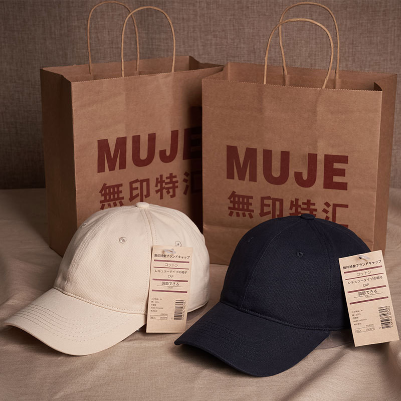 หมวกแก๊ปเบสบอล Muji หมวกเบสบอล หมวกแก๊ปผู้ชาย ผู้หญิง ขนาดใหญ่ สีดํา สไตล์ญี่ปุ่น CAP