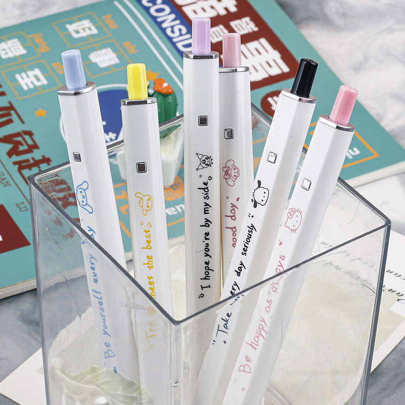 Sanrio ปากกาเจลแห้งเร็ว ลาย Hello Kitty Cinnamonroll Kuromi Melody 0.5 เครื่องเขียน สําหรับนักเรียน 6 ชิ้น