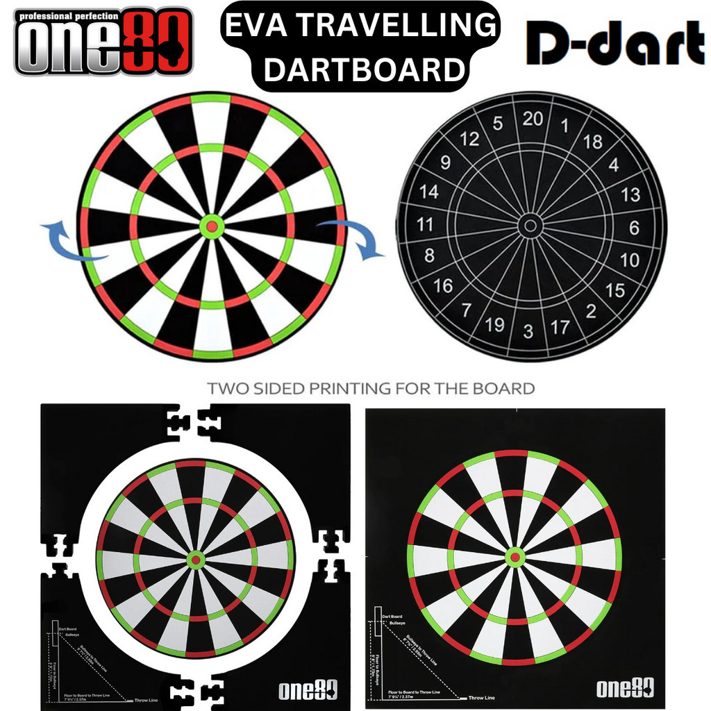 ONE80 STEEL TIP DARTBOARD - EVA TRAVELLING DART BOARD SET STEEL DART BOARD