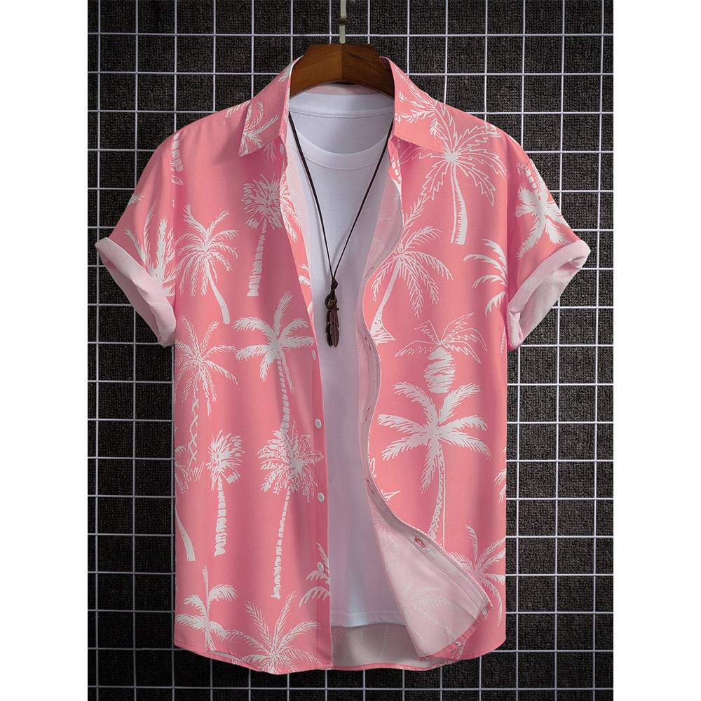 Songkran เสื้อเชิ้ตฮาวาย แขนสั้น พิมพ์ลาย 3 มิติ เหมาะกับเดินชายหาด สไตล์เรโทร สีส้ม แฟชั่นฤดูร้อน สําหรับผู้ชาย
