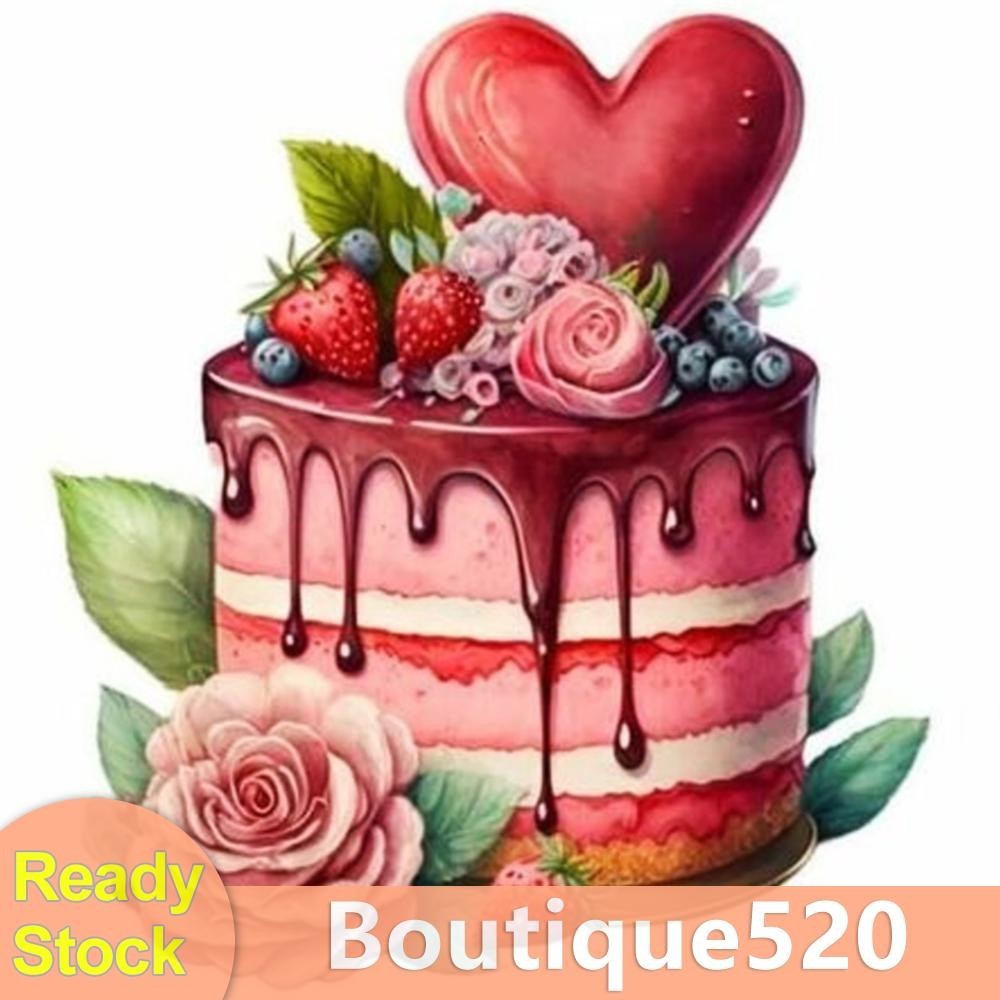 [boutique520.th] ชุดปักครอสสติตช์ ผ้าฝ้าย 11CT ลายเค้กสตรอเบอร์รี่ ขนาด 40x40 ซม.