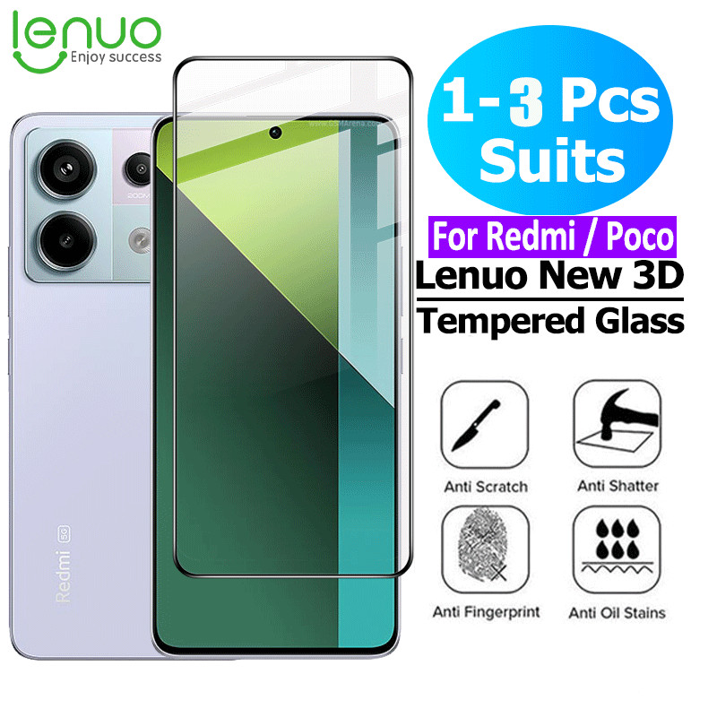Lenuo กระจกนิรภัยกันรอยหน้าจอ แบบใส เต็มจอ สําหรับ Redmi Note 14 13 Pro Plus Poco F6 X6 M6 Pro C75 C65 14C 13C 4G 5G 1~3 ชิ้น Tempered Glass