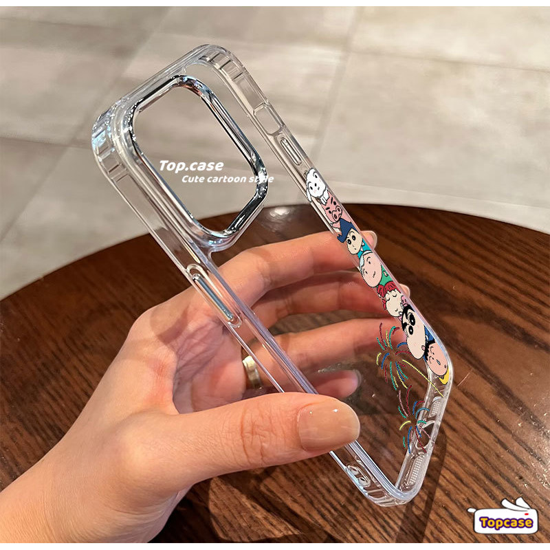 เคสโทรศัพท์มือถือแบบนิ่ม ใส ลายการ์ตูนชินจัง ดอกไม้ไฟ เรียบง่าย หรูหรา สําหรับ IPhone 15 14 13 12 11 Pro Max 8 7 6 6s Plus X Xr Xs Max SE 2020