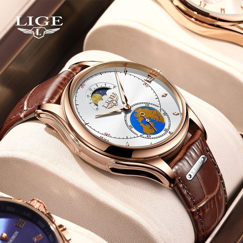Lige Brand Watch LG8952 นาฬิกาข้อมือควอตซ์แฟชั่น กันน้ํา สําหรับบุรุษ