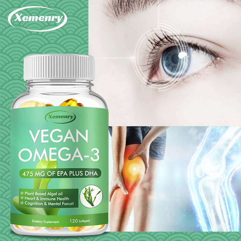 Xemenry Vegan Omega-3 น้ํามันสาหร่าย 475 มก. - DHA ความแข็งแรงสูง เพื่อสุขภาพหัวใจและสมอง