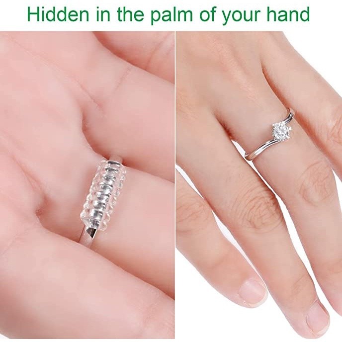 1/4 ชิ้น ยืดหยุ่นสูง ขนาดแหวนที่มองไม่เห็น ตัวปรับ / โปร่งใส ป้องกันเครื่องประดับ กระชับ เครื่องมือลดขนาด - รูปที่ 2