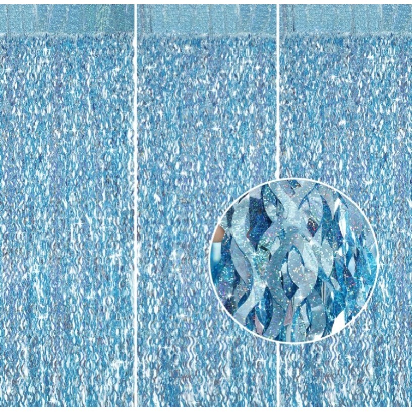 แนะนำ ผ้าม่าน ผ้าม่านฟอยล์ ลายนางเงือก ทะเล มหาสมุทร โฟรเซ่น สีฟ้า สําหรับตกแต่งปาร์ตี้ เบบี้ชาวเวอร์ ราคาพิเศษ มีเก็บเงินปลายทาง