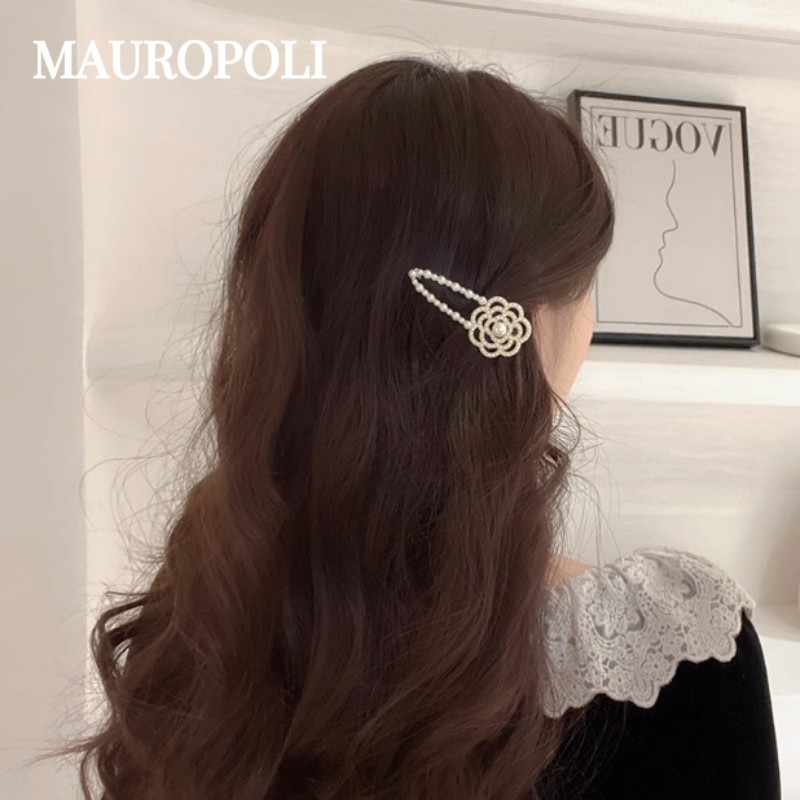Mauropoli [คลังสินค้าพร้อม] คลิปข้างดอกกุหลาบหรูหรากิ๊บติดผมหน้าม้าเข้ากันทั้งหมดกิ๊บติดผมหักคลิปแบนกิ๊บมุกปากเป็ดคลิปด้านข้างเครื่องประดับผม - รูปที่ 2