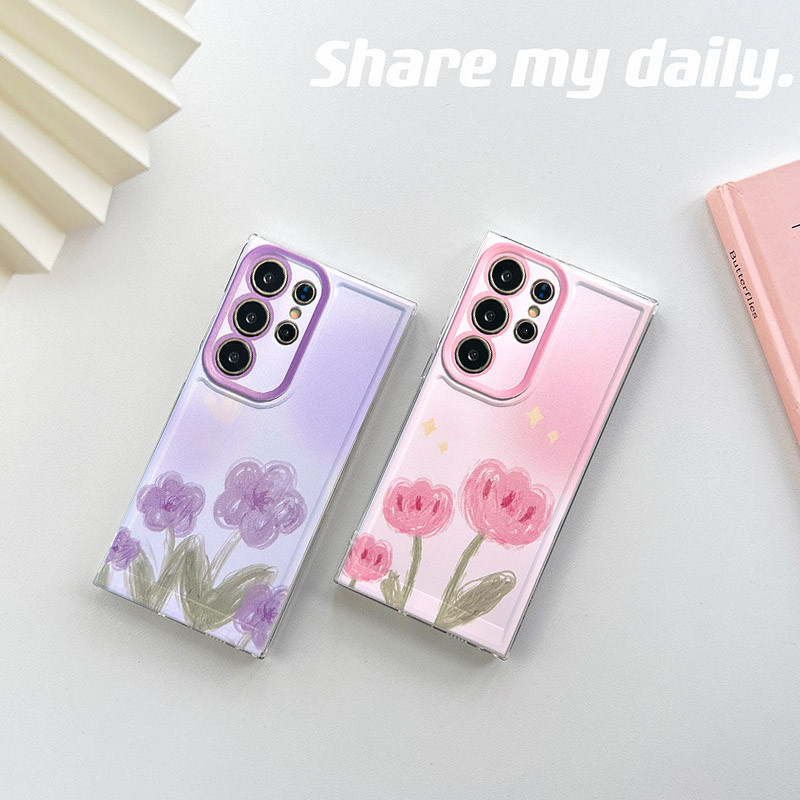 เคสนิ่ม ลายการ์ตูนดอกทิวลิป สีชมพู สําหรับ Redmi Note 13 12 9 10 10S 11 11S Pro Plus Pro+ 13c K60 Ultra 13T Pro 5G