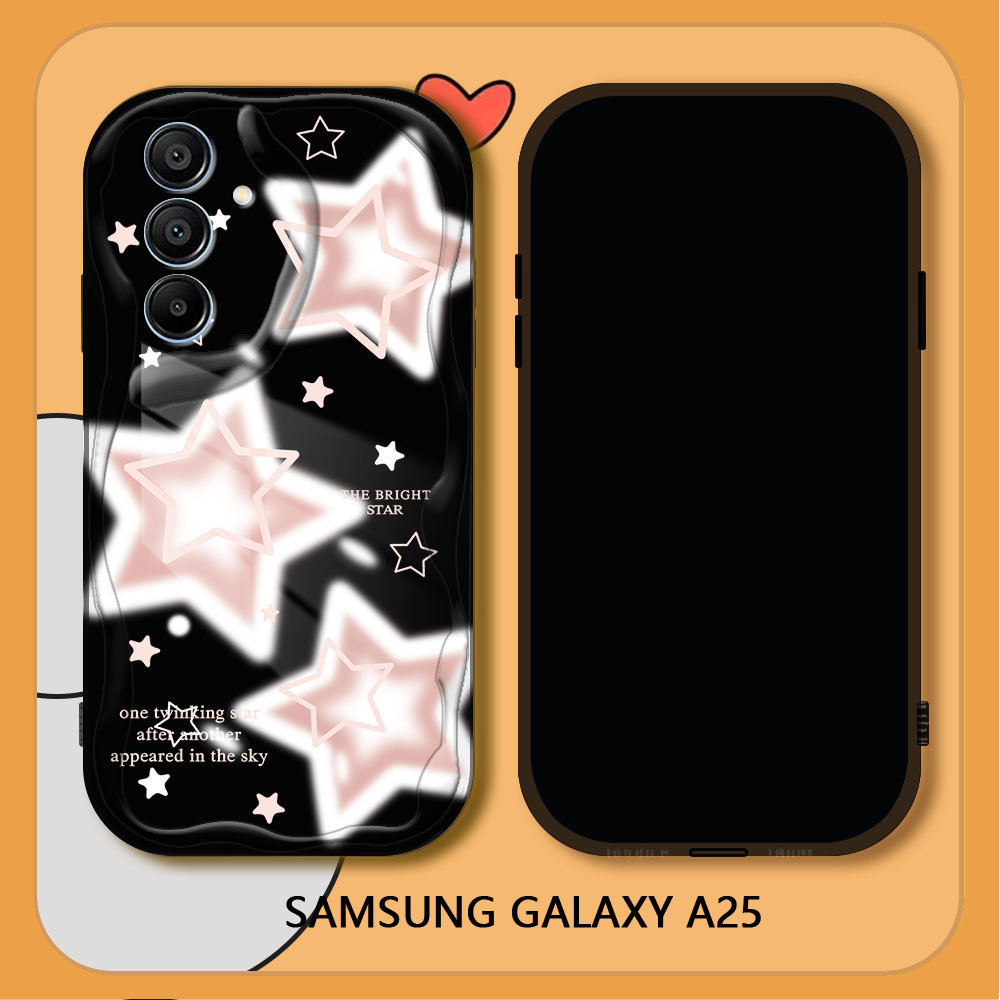 เคสโทรศัพท์มือถือ ซิลิโคนนิ่ม กันกระแทก ลาย Pink Stars Wave Edge สําหรับ Samsung Galaxy A55 A35 A15 A25 5G A05S A05