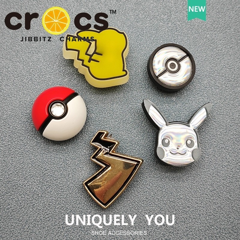 Jibbitz crocs charm อุปกรณ์เสริมรองเท้า มีไฟ LED ลายการ์ตูนปิกาจู โปเกม่อนน่ารัก สําหรับตกแต่ง