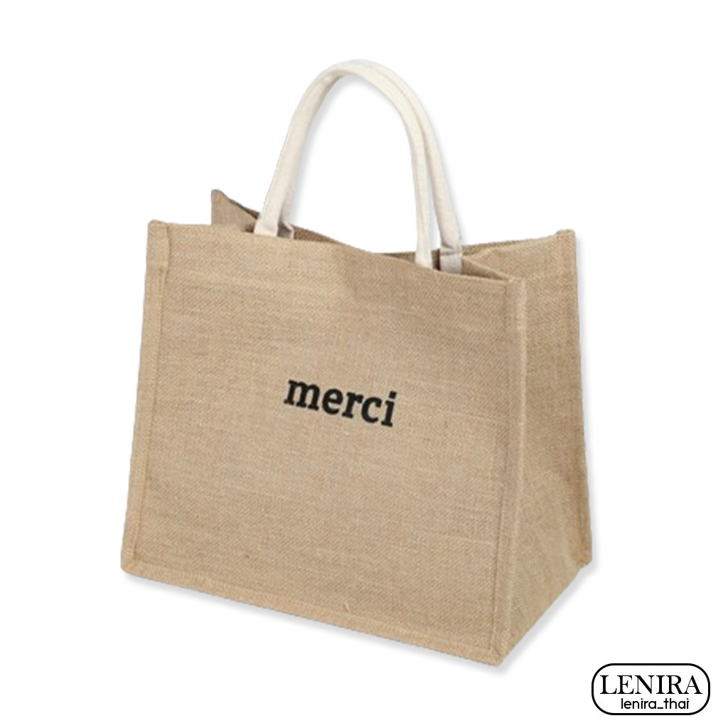 Lenira (B1321) กระเป๋า merci กระเป๋าช้อปปิ้งผ้ากระสอบ
