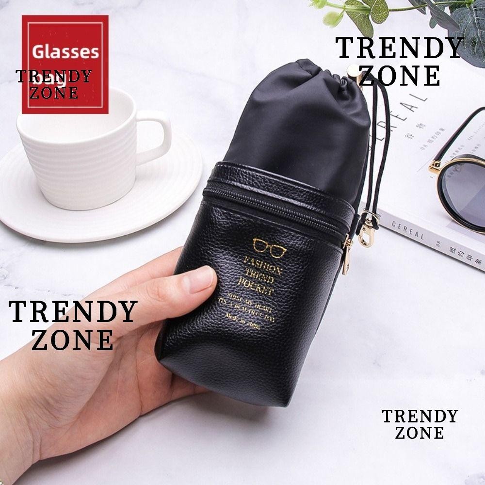 Trendyzone กระเป๋าใส่แว่นตากันแดด หนังนิ่ม กันน้ํา มีซิปสองชั้น แบบพกพา สําหรับผู้ชาย
