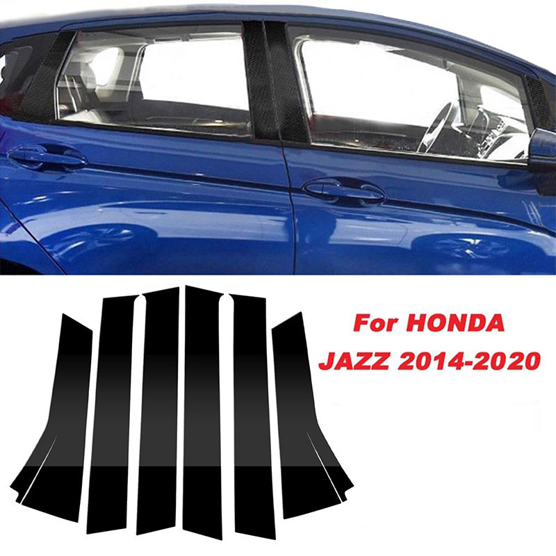 6 ชิ้นรถประตูหน้าต่างคอลัมน์ B เสาโพสต์สติกเกอร์ Fit สําหรับ Honda Jazz 2014-2020 Center Trim