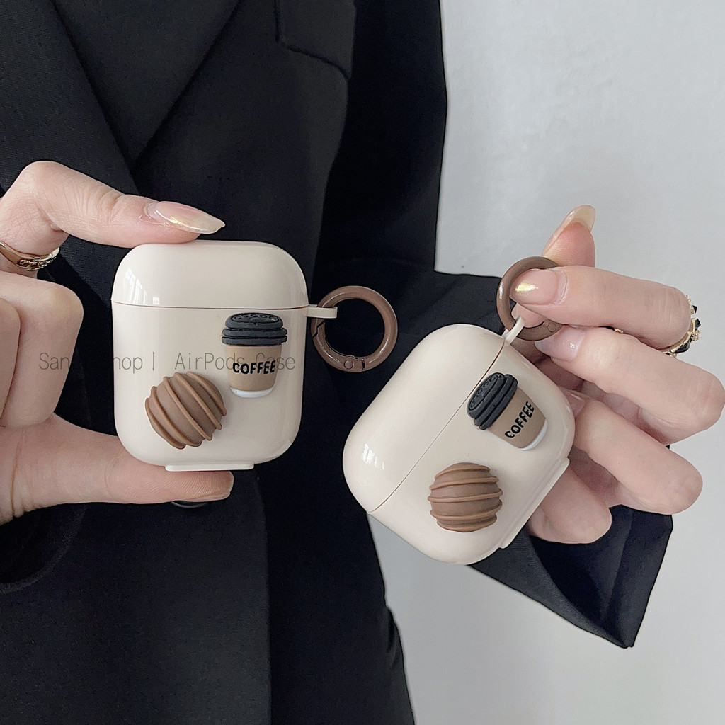 Creative ช็อกโกแลตกาแฟ AirPods สําหรับ AirPods 4 1/2/3/Pro Pro2 กรณี AirPods 3 TPU Soft Apple ชุดหูฟังบลูทูธไร้สาย Anti drop AirPods 2Gen กรณี AirPods 4 กรณี