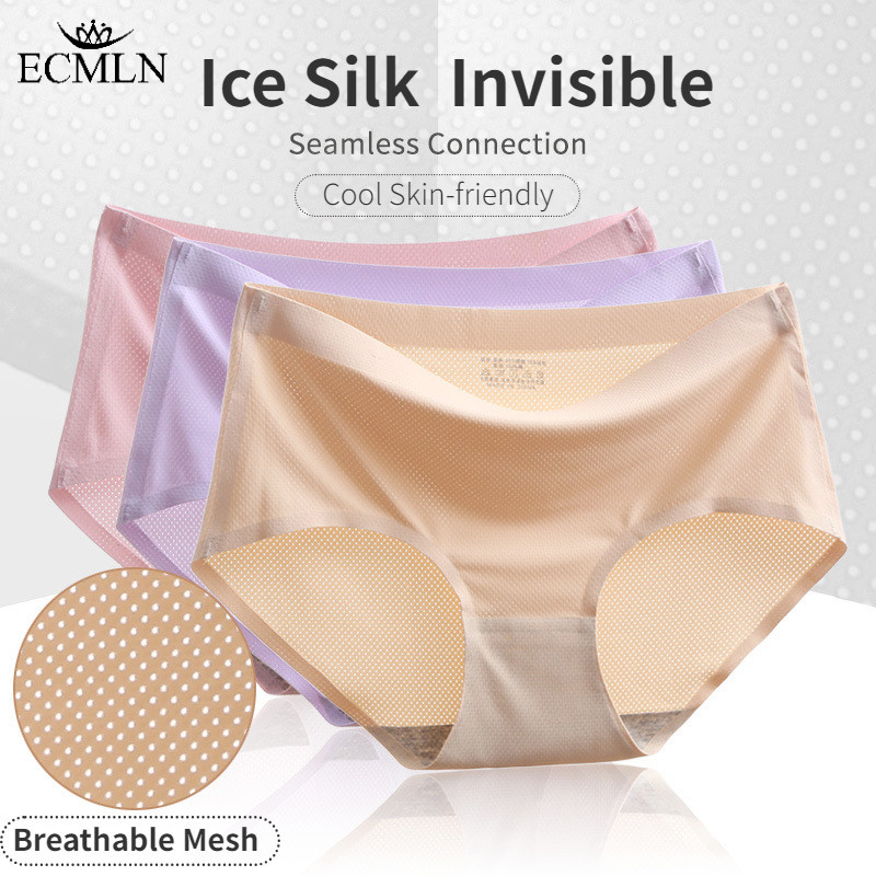 Ecmln กางเกงชั้นใน ผ้าเรยอน ไร้รอยต่อ ระบายอากาศ สําหรับผู้หญิง