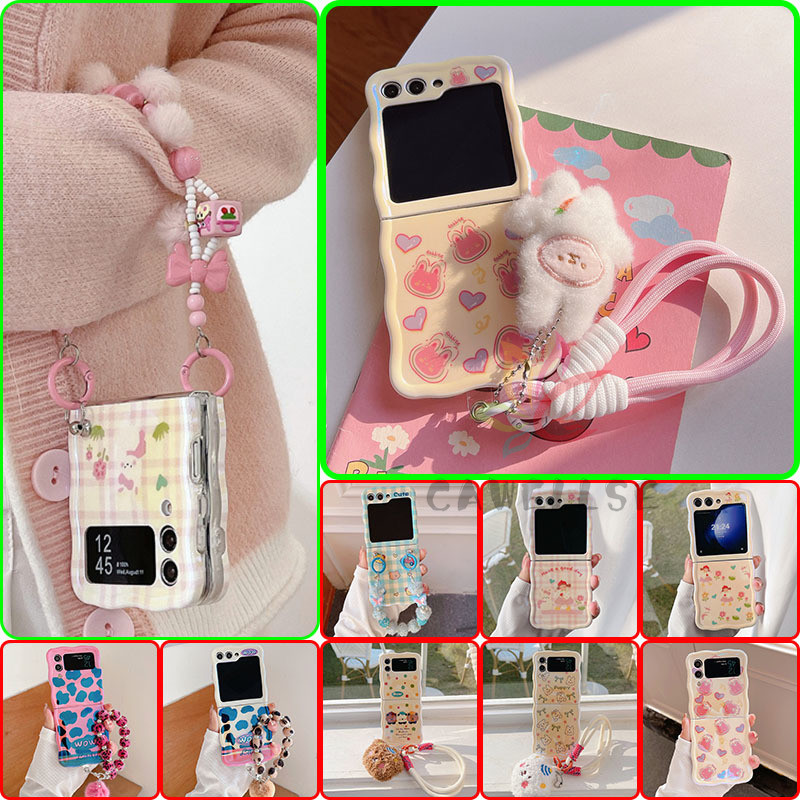 เคสโทรศัพท์ซิลิโคน TPU แบบนิ่ม ลายเสือดาว ขอบหยัก พร้อมสายคล้อง กันกระแทก สําหรับ Samsung Galaxy Z Flip 5 Z Flip 4 Z Flip 3