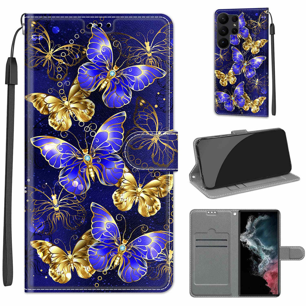 เคสโทรศัพท์มือถือหนัง ฝาพับแม่เหล็ก พร้อมช่องใส่บัตรเครดิต และขาตั้ง สําหรับ Samsung Galaxy S24 S24+ S24 Ultra S23FE A05 A05S A15 A25 A35 A55 5G