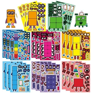 8PCS CartoonDigital Pencil People Stickers Cartoon Creative Stickers Childrens Numberblocks Series Puzzle DIY สติกเกอร์สัตว์น่ารักระเบิดเปลี่ยนสติกเกอร์ปริศนา
