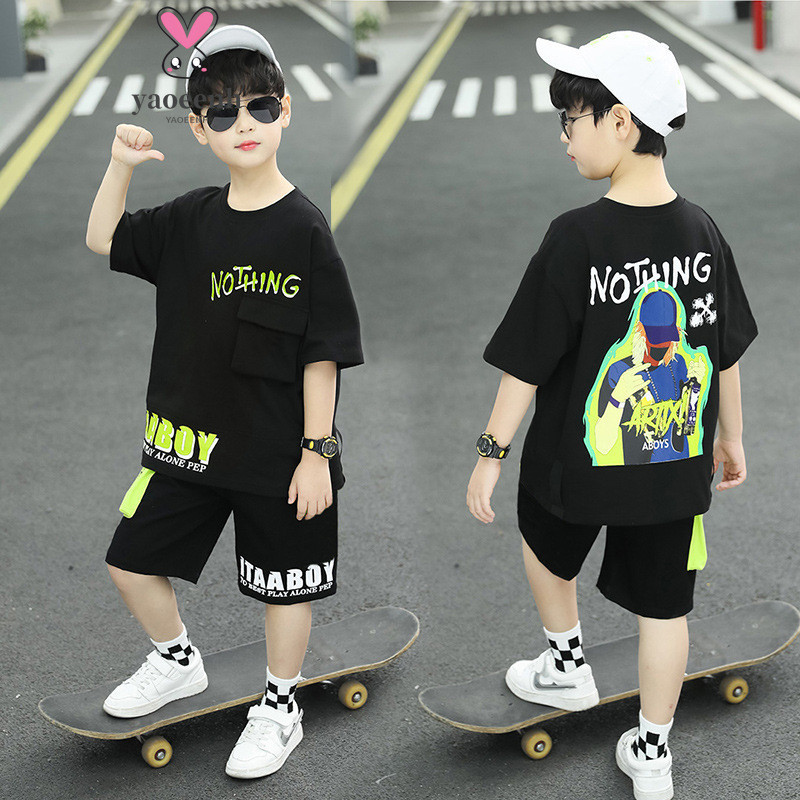 【YAOEENH】เสื้อยืดแขนสั้นลําลอง ทรงหลวม ขนาดใหญ่ 110-160 ซม. แฟชั่นฤดูร้อน สําหรับเด็กผู้ชาย