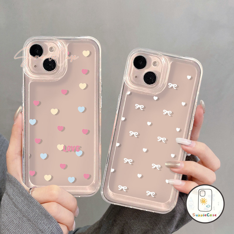 การ์ตูนลูกอมหัวใจโบว์น่ารัก ที่อยู่อาศัย เข้ากันได้ iPhone 15 13 12 11 14Pro Max 7Plus XR XS Max X 14 8 15 7 Plus SE2020