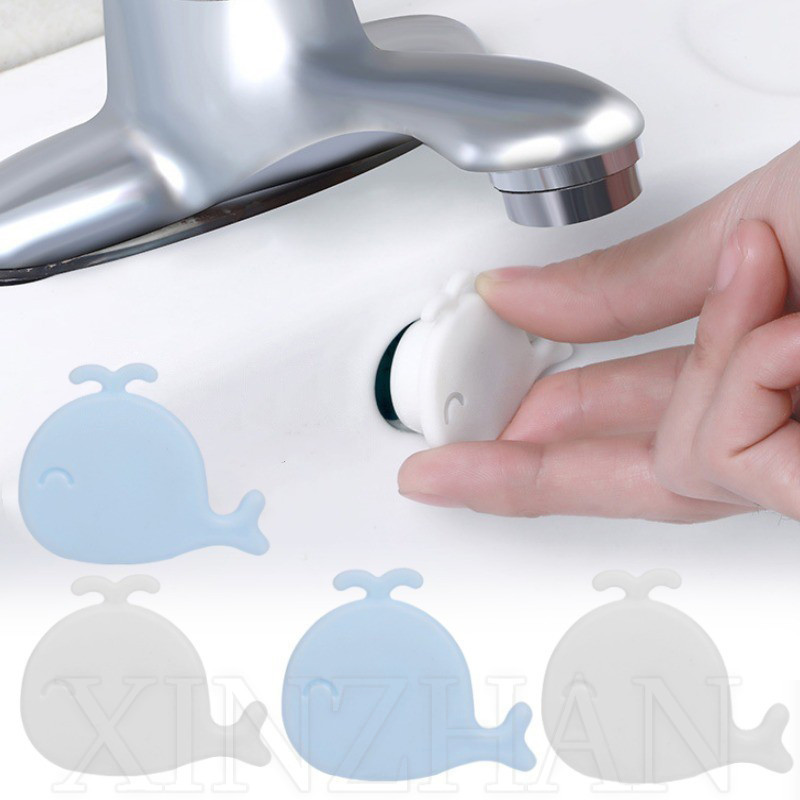 ฝาครอบอ่างล้างหน้า ซิลิโคน ทรงกลม ลายปลาวาฬน่ารัก แบบเปลี่ยน สําหรับอ่างอาบน้ํา ห้องครัว ห้องน้ํา 2 ชิ้น