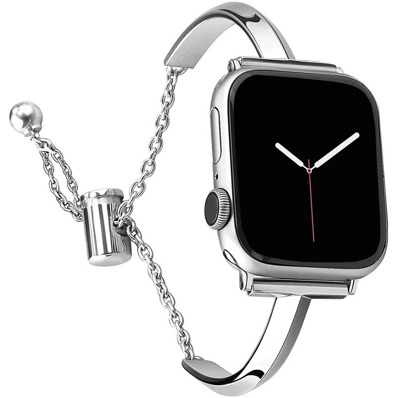 สายนาฬิกาข้อมือเหล็ก ประดับเพชร หรูหรา สําหรับ Apple Watch ultra2 IWatch series 9 8 7 6 SE 5 4 3 49 45 44 42 41 40 38 มม.